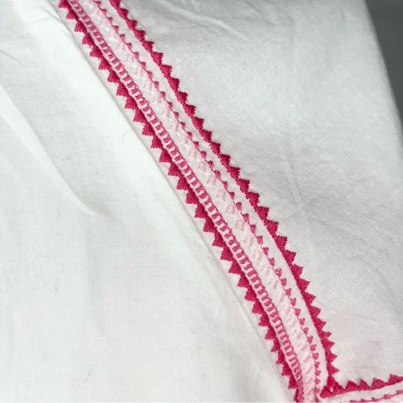 GAP 100% Cotton White and Pink Relaxed Blouse with Mandarin Collar - Picture 4 of 6